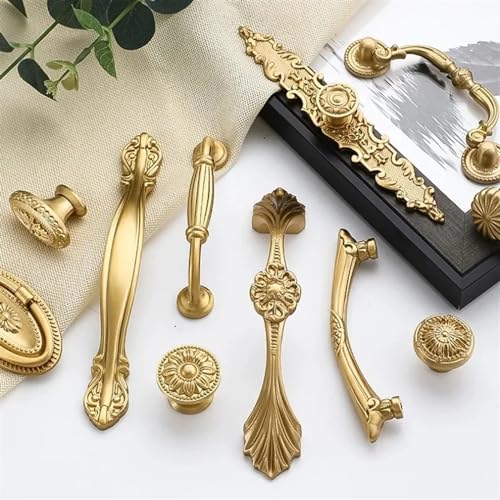 アメリカンブラス 家具ハンドル ヨーロピアン ワードローブ キャビネット 靴 キャビネット ドアハンドル キッチンキャビネット ノブ 食器棚 ドアプル 1個(カラー:真鍮 007 40mm)