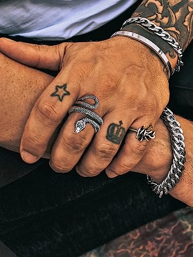 Stainless Steel/18K Gold Plated/Black Snake Ring for Men Women Size 7-12 Serpent Reptile Rings Punk Gothic Jewelry(with Gift Box)2