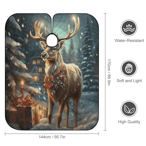 Capa para corte de cabello con cierre ajustable de reno navideño miniatura 2