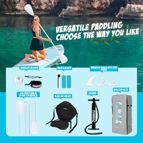 Image of FunWater Stand Up Paddle Board Ultra-Light Inflatable Paddleboard with SUP Accessories for Adults & Youth of All Skill Levels (Blue Dove)