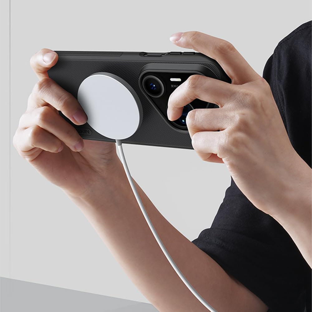 Magnetisch Hülle für Huawei Pura 80 Ultra/80 Pro/80 Pro+/80, Dünne Leichte Gefrostet rutschfest Schutzhülle Drahtlose Aufladung Handyhülle,Schwarz,80 Pro