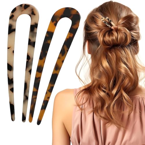 RVYEIOP 2 Piezas de Pinzas Francesas para el Cabello en Forma de U, Giro Francés Grande para Accesorios de Estilo de las Mujeres