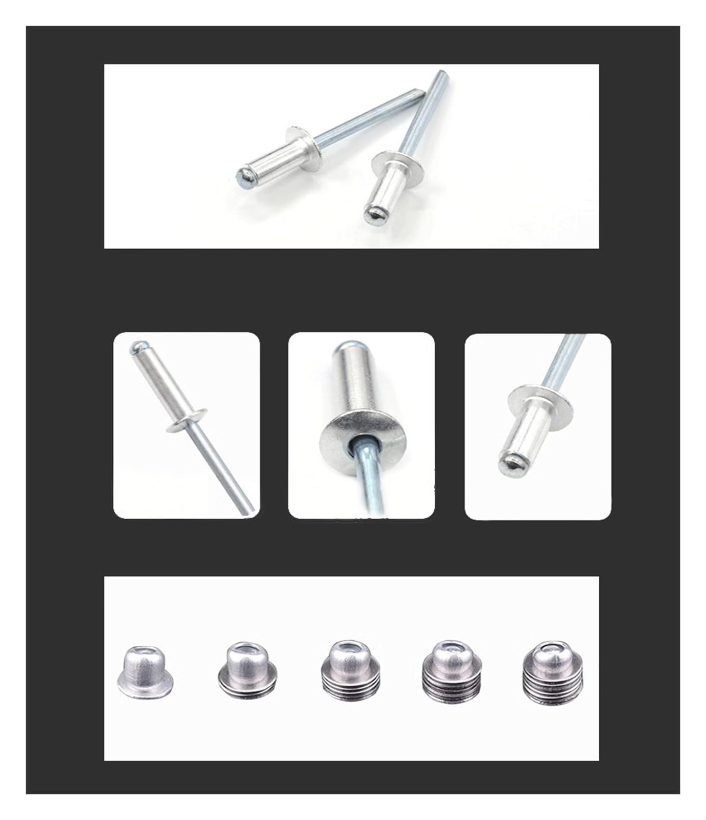 50 sztuk nitów zrywalnych ze stali aluminiowej, głowica kopuły, aluminium, 2,4-6,4 mm (5,0 x 18 mm)