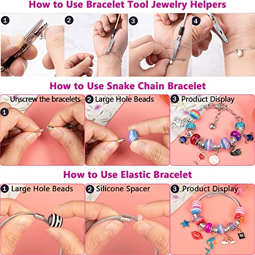 Charm Bracelet Making Kit, Zyehxed Charm Bracelets Jewelry Making Kit Including European Beads Bracelet Helper Snake Chains, Unicorn Mermaid Arts And Crafts Gifts Set For Girls Teens Ages 5 6 7 8 9-12 #TOP5