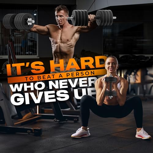 Image of Yes4All Threaded Dumbbell Handles, Adjustable Dumbbell Bar Pair, 14 /16 /18 /24-Inch Sizes, Fits 1 inch or 1.15 inch Plates, Non-Slip Grip, Secure Star-Lock Collars