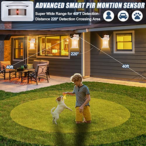 Image of 2 Packs White Motion Sensor Outdoor Lights - Advanced Dusk to Dawn Outdoor Lighting, Waterproof Exterior Light Wall Mount Fixtures, Anti-Rust Porch Outside Lights Wall Sconce for House, Garage, Square