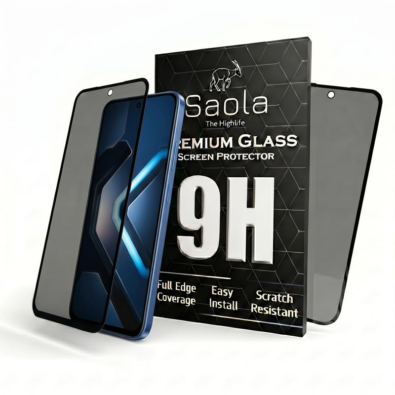 Image of Saola Ultra Privacy Tempered Glass For Infinix GT 30 (PACK OF 1) with Free Installation Kit. Full screen Coverage. Free Replacement If Received Damaged - 6.78 inch