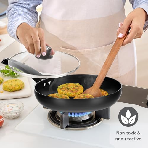 Image of Borosil 1.2 L (20 cm) Hard Anodized Fry Pan with Glass Lid | Aluminium Grade 3003 | Glossy Exterior & Matt Interior | Even Heat Distribution | Easy to Clean | 5 Years Warranty