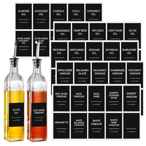 Image of HVSWLY 50 Oil and Vinegar Labels for Bottles, Pre-Printed Spice Label Stickers for Organizing Oil Dispenser Bottles, Matte, Minimalist Oil Jar Labels