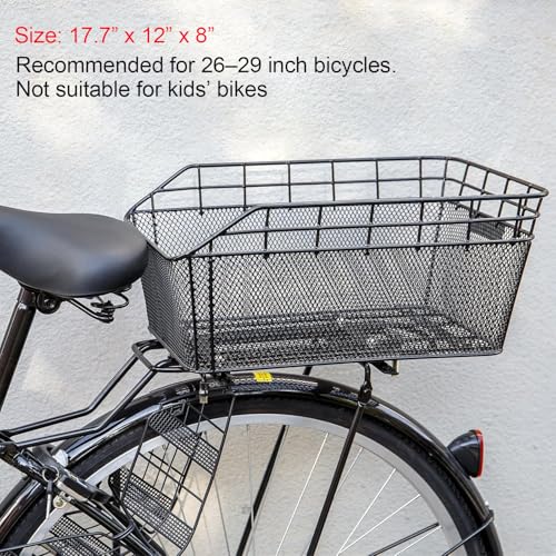 Rear Bike Basket – Large Bicycle Rear Basket with Cargo Net