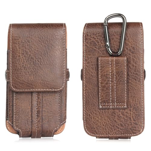 Funda de piel para cinturón compatible con iPhone 11 Pro Max/8p/SamSungs20+/s20 ultra/S10Lite con ranura para tarjetas, funda para teléfono celular con clip para cinturón, marrón oscuro