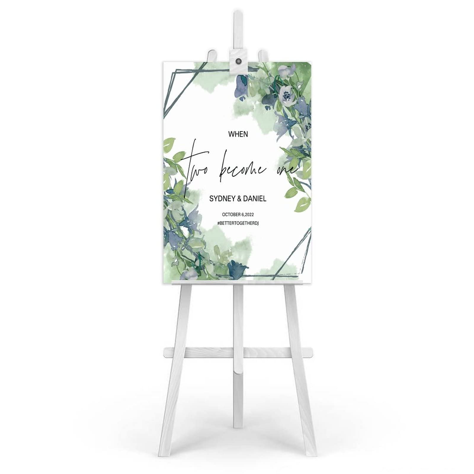 Greenery "When Two Become One Wedding Willkommensschild aus Holz, Hochzeitsschild, Hochzeitseingang, Welcome to Our Wedding, Willkommensfeier, Hochzeitsschilder für Zeremonie, 76,2 x 50,8 cm
