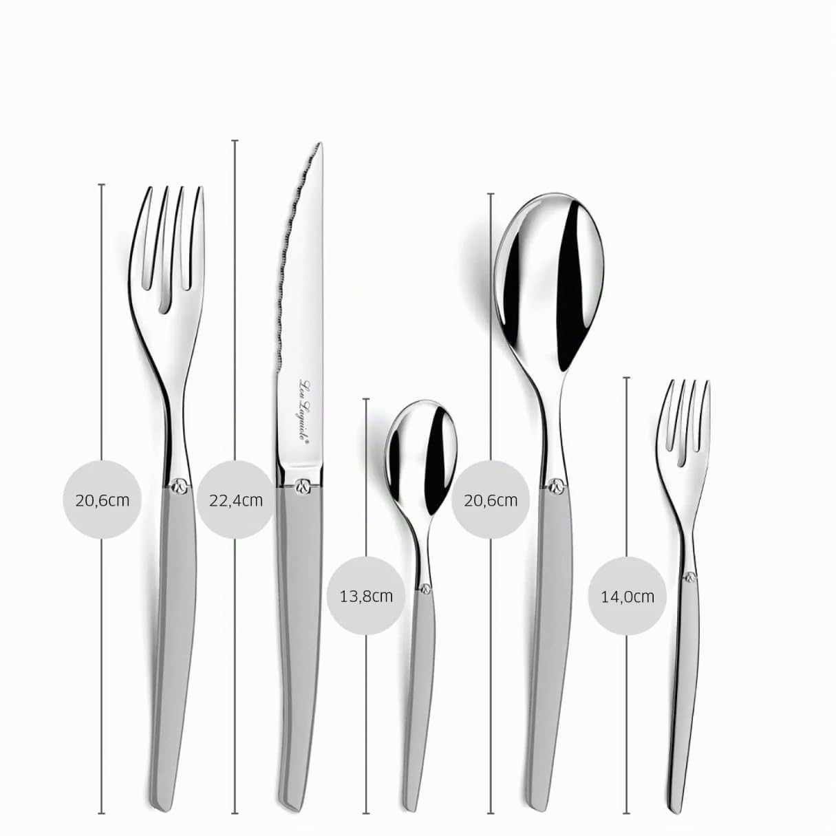 LOU LAGUIOLE - JET | Besteck Set 6 Personen | 30-teilig | Spülmaschinenfest | Tafelbesteck 6 Personen mit mikroverzahnter Klinge | Edelstahl satiniert | 18/0 Edelstahl