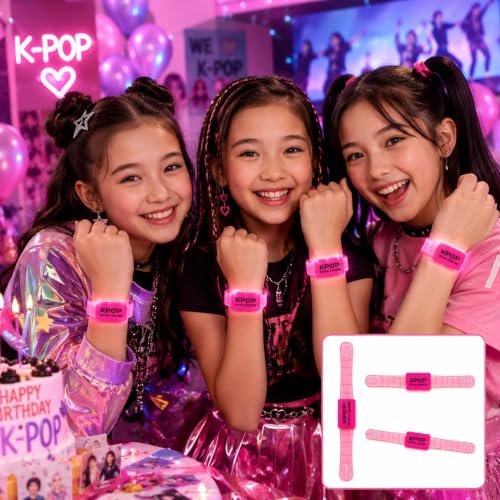 Image of Wanna Party Korean Pop Demon Hunters LED Light-Up Wrist Band for Kids | Pink Translucent Flashing Glow Bracelet | Adjustable Birthday Party, Concert, Dance Event, Return Gift & Party Favour - 1PC