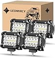 LEDMIRCY 4 Inch LED Pod Lights Spot Flood Combo Beam 4PCS White LED Light Bar Triple Rows Driving Off Road Lights LED Cube Work Lights for Truck Tractor Excavator GMC ATV SUV UTV Boat IP68 Waterproof