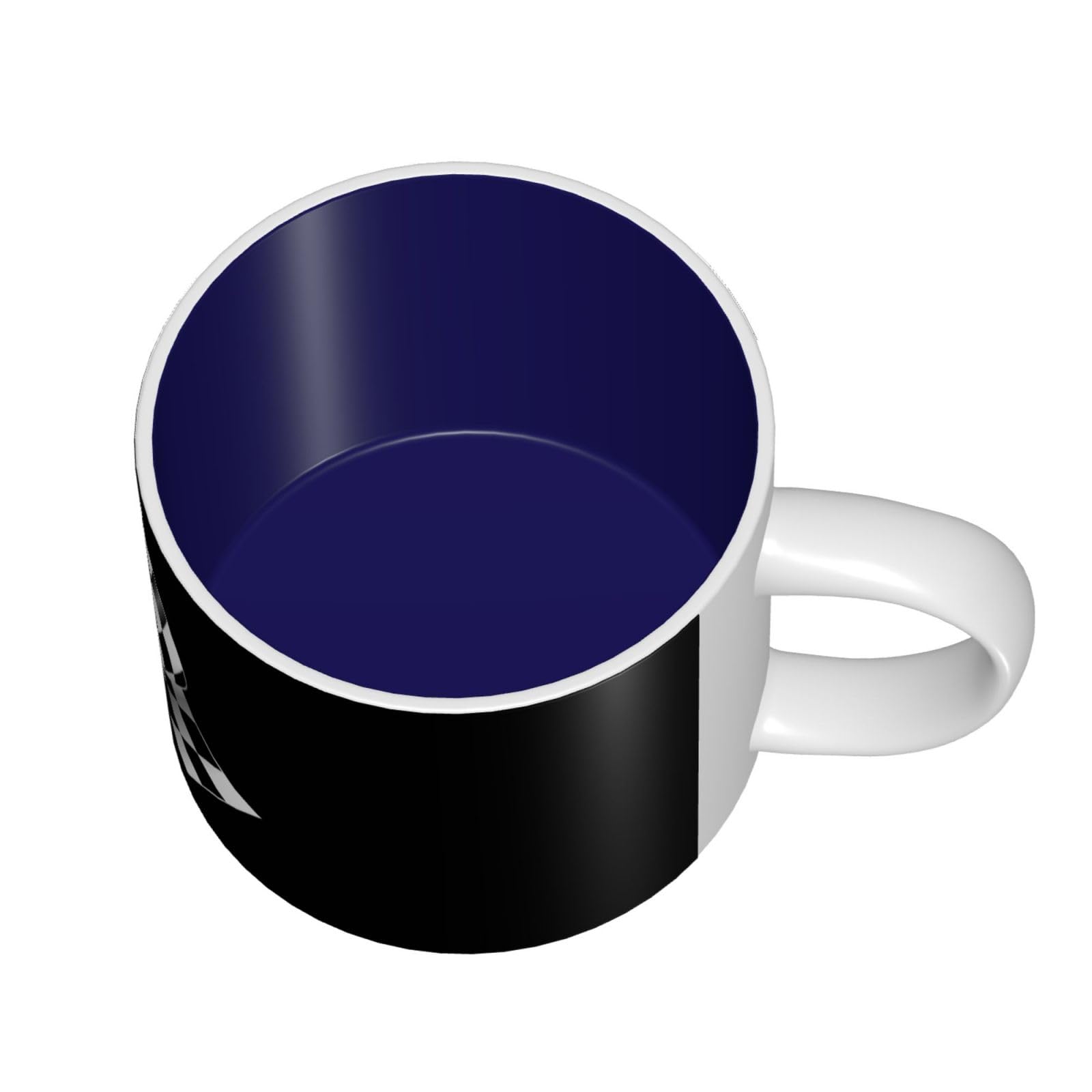 Schwarz-weiße Formel, karierte Flaggen, bedruckt, große Kapazität, Keramik-Tassen mit Kaffeetasse