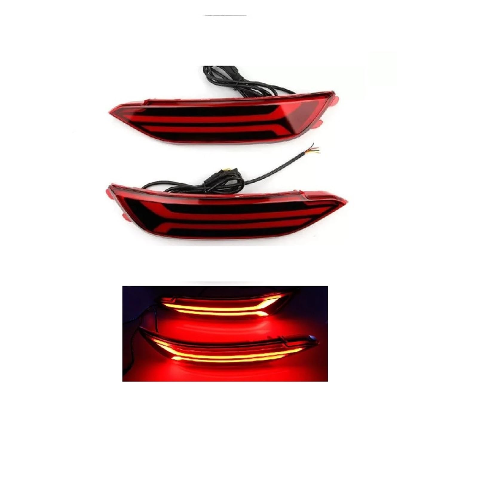 Pasuje do Hyundai Tucson 2015 2016 2017 2018 tylna lampa przeciwmgłowa kierunkowskaz światło hamowania miganie samochodu 2 sztuk samochodów LED światło reflektora(Red 3 Functions)
