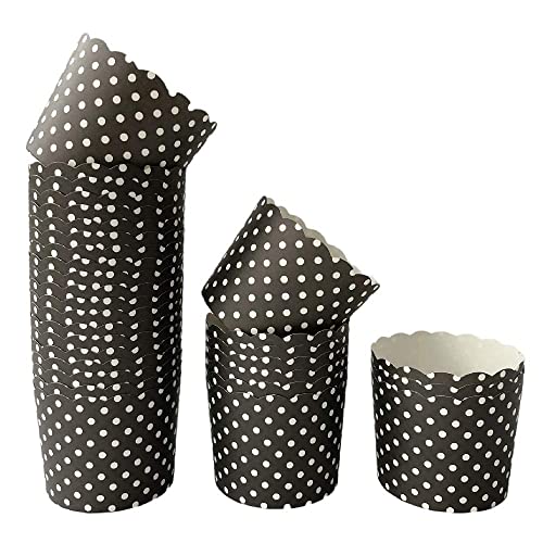 Barcley Paper Baking Cups 90-Pack 6 Oz Greaseproof Baking Cups Cupcake Muffin Cases Disposable Cupcake Wrappers For Birthday Baby Shower And Party Decorations-Black Vertical Polka Dot And Quadrafoil #TOP2
