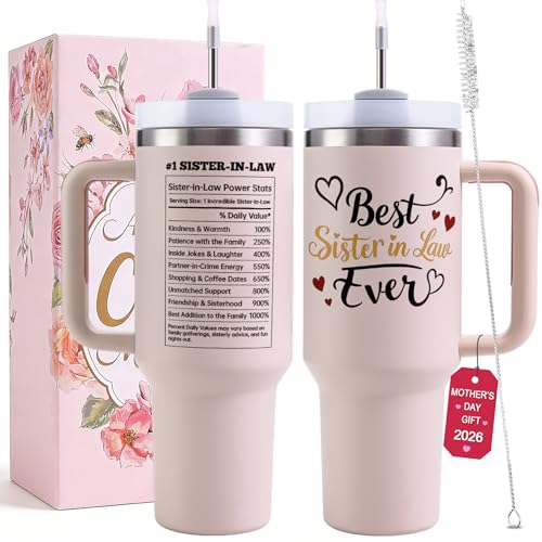 VoziSpace Best Sister-in-Law Tumbler Birthday Gifts for Women, Mother’s Day Stainless Steel...