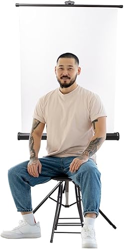 Miniatura 4 de Telón de fondo retráctil blanco con foto para fotos de pasaporte (independiente)