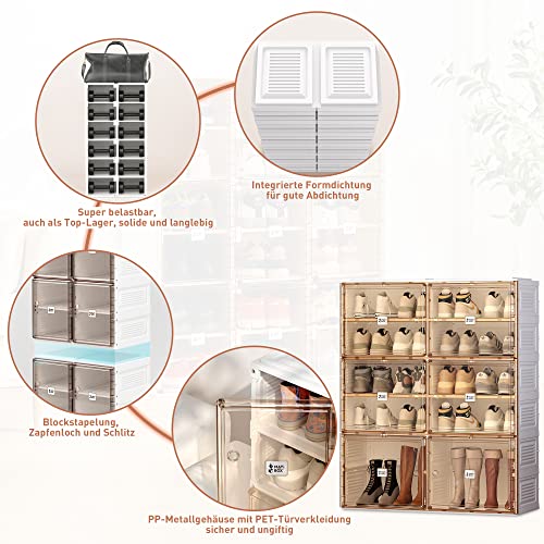 Zapatero portátil apilable con puertas para almacenamiento en salón 6