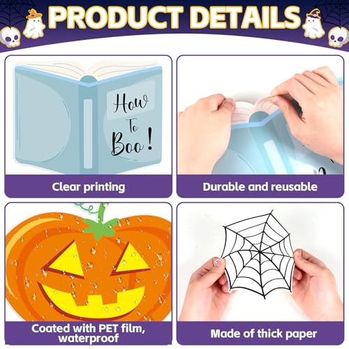 Image of gisgfim Halloween Bulletin Board Decorations Halloween Cute Ghost Paper Cutouts Pumpkin Spider Bat Classroom Decor Halloween Party Bulletin Board for Holiday Reading Classroom Home Wall Decor Supplies