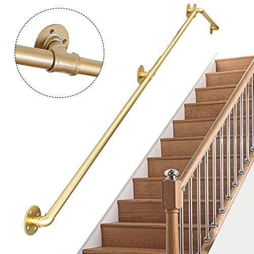モダンゴールド階段手すりメタル錬鉄製グラブバー高齢者子供屋外屋内手すりノンスリップ手すり安全サポート200kg(サイズ:300cm)(30cm)(200cm)
