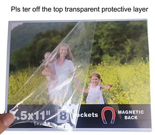 Sooyee 8 Pack 8.5X11 Magnet Photo Frame Refrigerator,Magnetic Picture Holder, Magnetic Picture Frame Fridge,White #TOP3