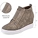Athlefit Women's Wedge Sneakers with Hidden Heel Platform Booties in Taupe Size 8