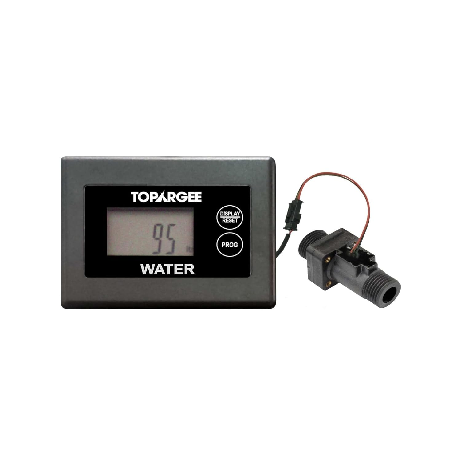 Topargee Surface Mount Water Tank Gauge - Real-Time RV, Caravan & Boat Accessory - Accurate RV Water Tank Level Indicator - Tracks Flow (Litres/Gallons), No Drilling, Compact Display, Battery Powered