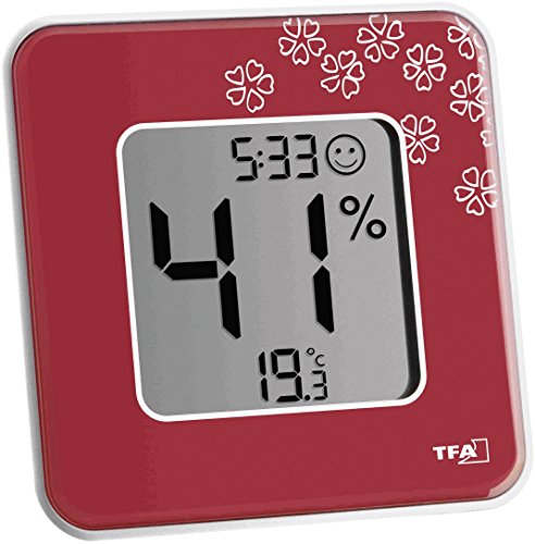 TFA Dostmann Style Digitales Thermo-Hygrometer, Innentemperatur, Luftfeuchtigkeit, Komfortzonen, für ein gesundes Raumklima, (L) 105 x (B) 14 (41) x (H) 105 mm TFA Dostmann Style Digitales Thermo-Hygrometer, Innentemperatur, Luftfeuchtigkeit, Komfortzonen, für ein gesundes Raumklima, (L) 105 x (B) 14 (41) x (H) 105 mm