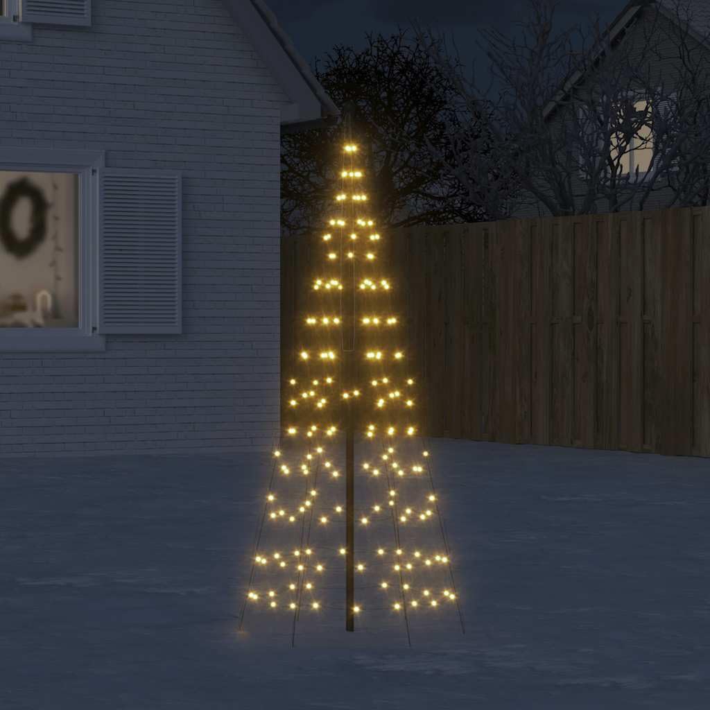 LED-Weihnachtsbaum für Fahnenmast, 200 LEDs Warmweiß, 180 cm Höhe, 8 Lichteffekte, IP44 Outdoor Weihnachtsbeleuchtung für Garten und Terrasse