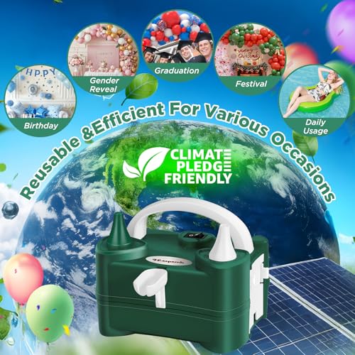 FLSEPAMB 600W Motor Luftballonpumpe Elektrisch Mini, Ballonpumpe Klein with 2 Düse, Intelligenter 2 Modus Pumpe Luftballon Elektrisch,Tragbar Luftballon Pumpe Elektro 2