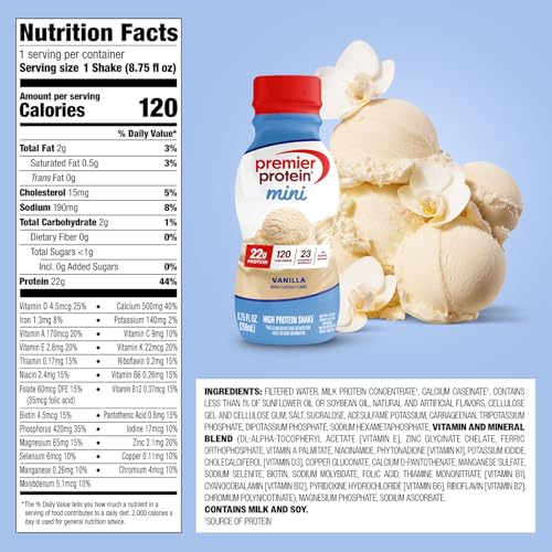 Premier Protein MINIs 22g Protein Shake, Vanilla, 12 Pack - image 2