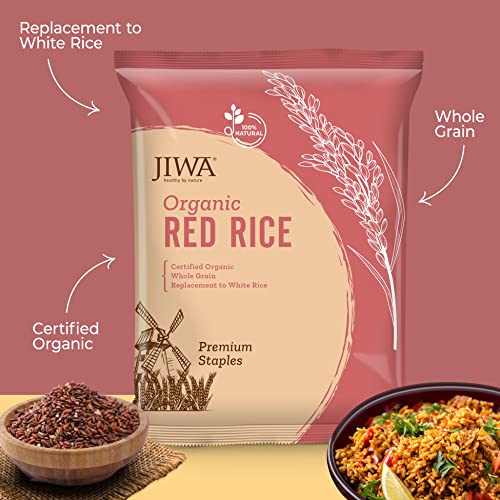 Image of JIWA healthy by nature Organic Quinoa, 1 Kg, (Certified Organic & Gluten Free) & Organic Red Rice, 1Kg