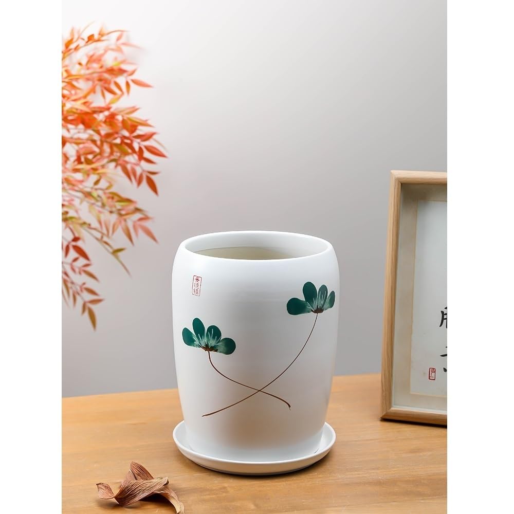 doniczka Domowa dekoracja w stylu chińskim doniczka z tacką do salonu Bonsai, średnica 20 cm