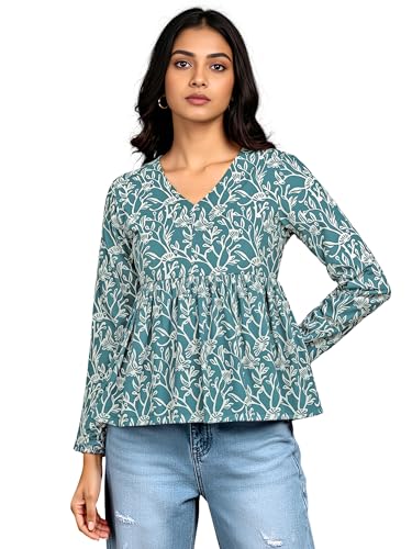 Image of Casual Rayon V-Neck Full Sleeves Stylish Peplum Top for Women(28 inch Inches)