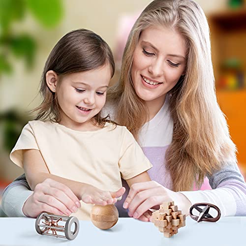 Actpo 4Pcs Wooden And Metal Puzzles Gift For Kids And Adult Educational Toys Office Toys 3D Unlock Interlock Assorted Brain Teasers Puzzles #TOP4