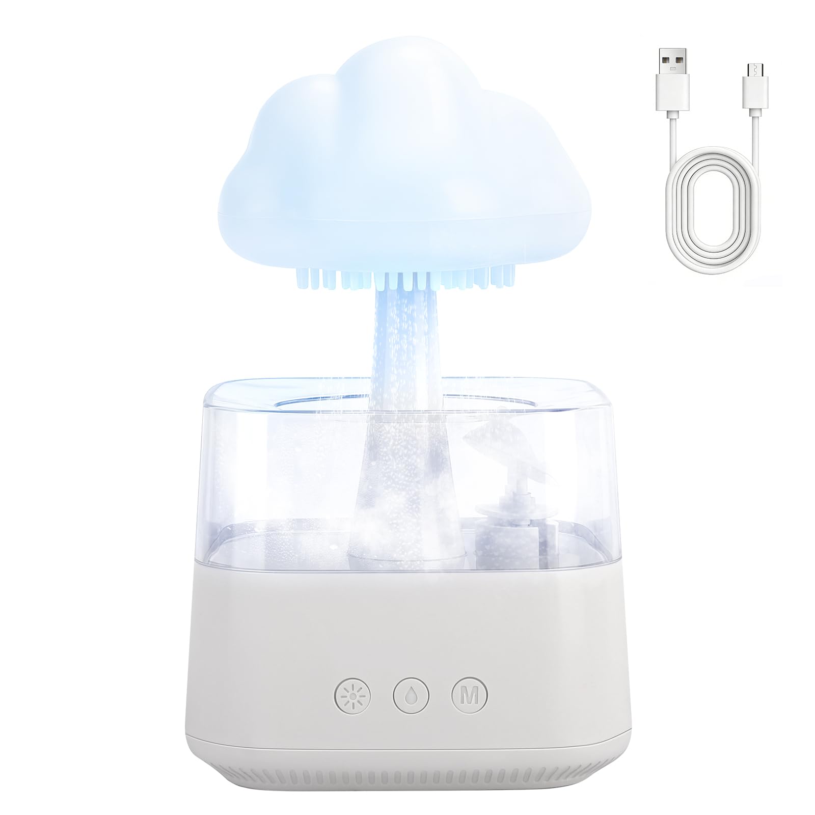 EXTRASTAR 800ML Regenwolken Luftbefeuchter mit Auto-Abschaltung, Regentropfen-Nebel, 7 Farben LED & 3 Lichtmodi, USB-C, für Schlafzimmer und Büro