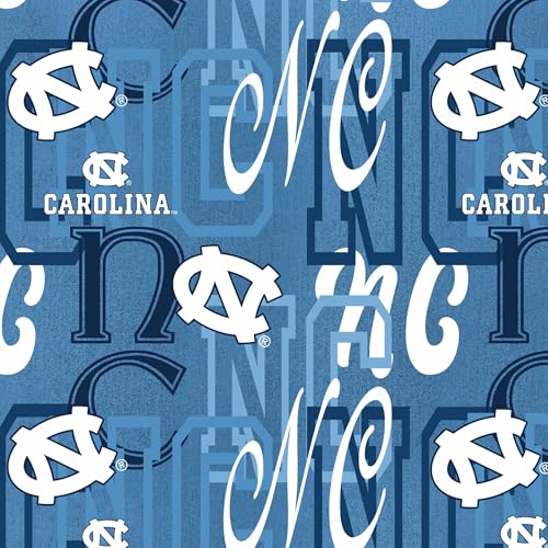 Official Licensed University of North Carolina Cotton Quilting Fabric-UNC Tar Heels Letters Cotton Fabric Sold by The Yard