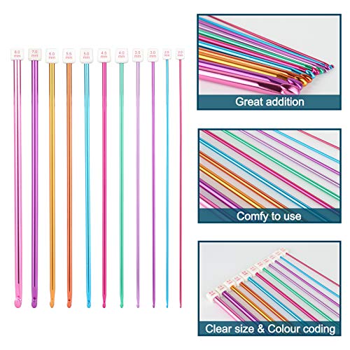 Image of Coopay Tunisian Crochet Hooks Set with Cable, 11pcs Metal Afghan Crochet Hook 2-8mm, 120cm Bamboo Circular Tunisian Knitting Needle with Bead Carbonized 3-10mm for Blanket, Knitting & Crochet Supplies