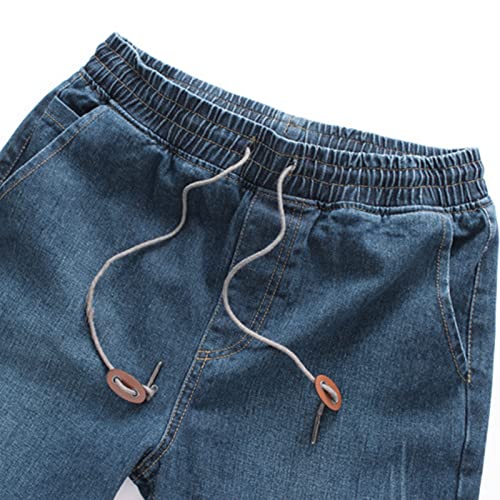 Men's Lightweight Denim Jogger Pants Elastic Waist Casual Jeans Trousers Vintage Stretch Workout Jean Sweatpants3