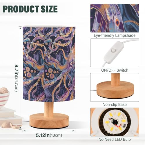Lámpara de mesa de noche animal marino multicolor miniatura 3