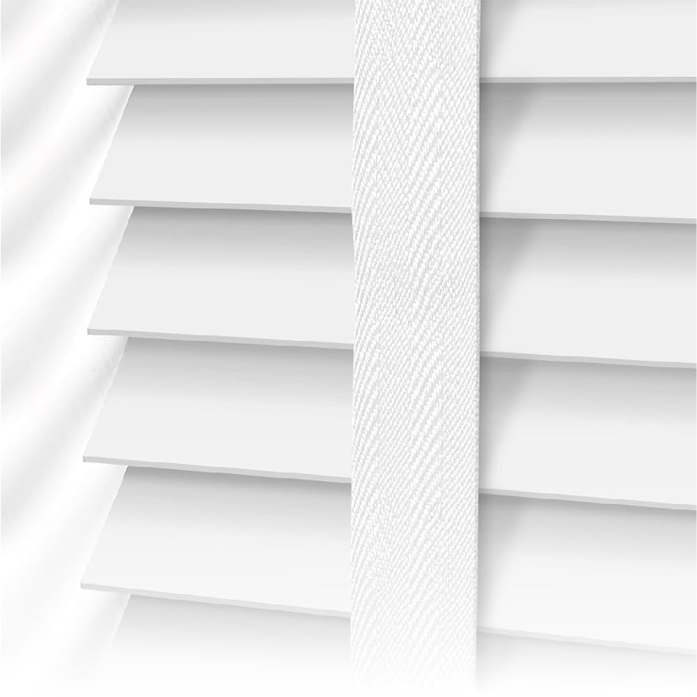 Ev Dekor White Faux Wood Window Blinds With Tape, 50Mm Slats, Easy Fit Home Office Venetian Blinds (45 X 150Cm/ 17.7 X 59In) - Window Blinds