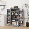 TANGZON Kitchen Cupboard, Kitchen Pantry Cabinet with Doors & Adjustable Shelves, Space Saving Larder Storage Cupboard Organiser for Dining Room Living Room Entryway (Grey, 60 x 40 x 120cm)