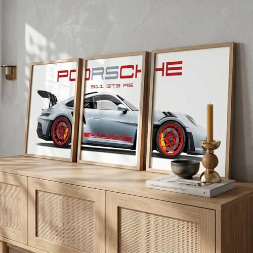 Image of HOTHOUSE Big Porsche Cars Framed Posters Gift Items for Boys Room Wall Decoration Bedroom Living Room Office Studio Decor | Car Poster Frame for Wall Decor Set Of 3 Size (10 X 13 inch)