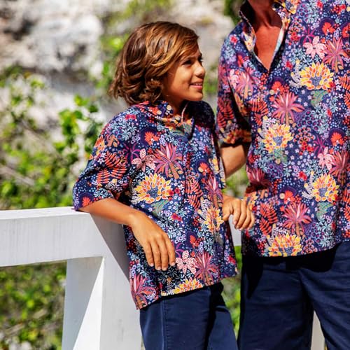 Parent-Children Hawaiian Shirt 100 Cotton Quirky Plants Kids' Short-Sleeve Aloha Button-Down Shirts3