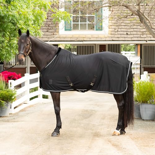 Image of Equinavia Torr Quick Dry Fleece Horse Cooler Blanket Liner with Wither Relief - Black - 80 in