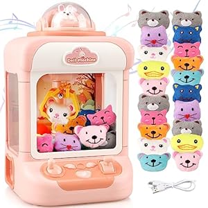YOTOY Mini Claw Machine for Kids – Arcade Claw Game Machine, 20 Mini Plush Toys, Music and Light, Party Birthday Toys Gifts for Kids, Girls, Boys Age 3 4 5 6 7 8 Years Old