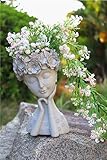 ARTRHYT Face Planter Pots Head Planter, Cute Resin Succulent Planters, Unique Face Flower Head Planter for Indoor Outdoor Plants with Drainage Hole Gift for Female Plants Lovers
